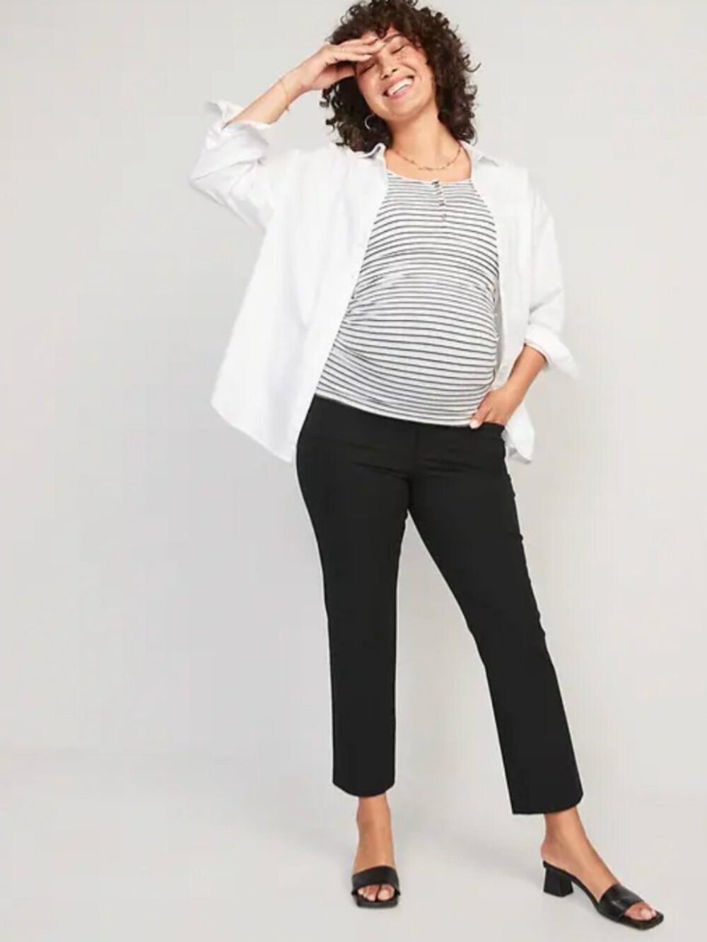 Old Navy Maternity Full-Panel Pixie Straight Ankle Pants - Small Black Jack